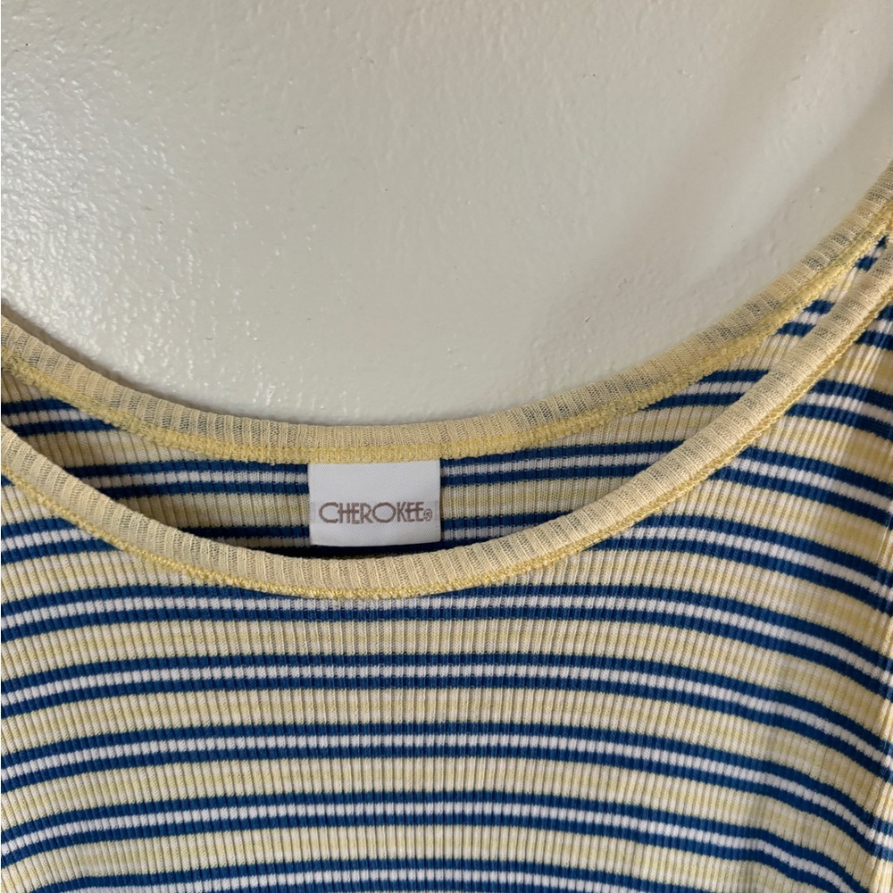 summer blue and yellow striped dress | size: M - Picture 2 of 3